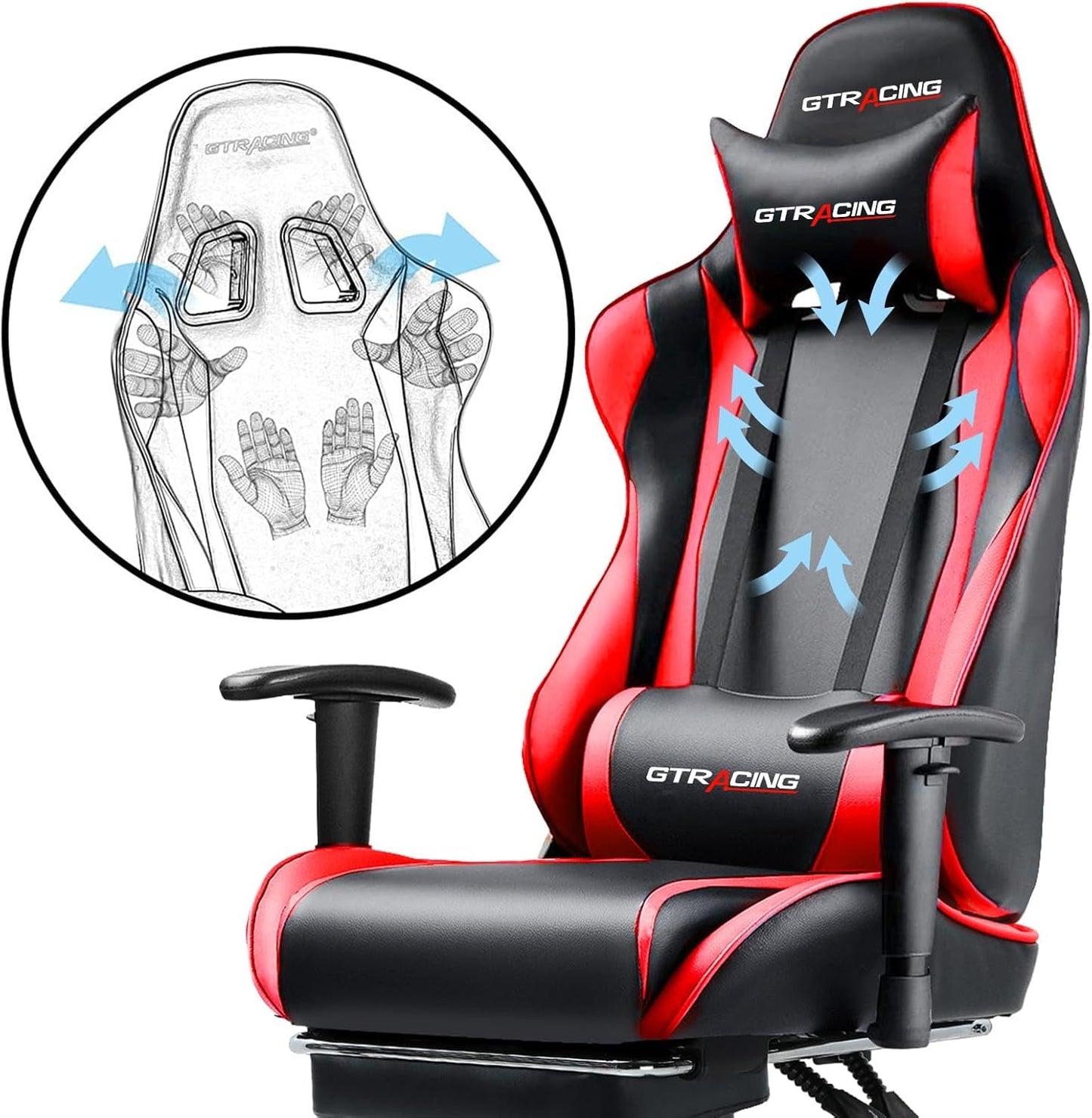 Gaming Chair with Footrest, Ergonomic Computer Game Desk Chair,